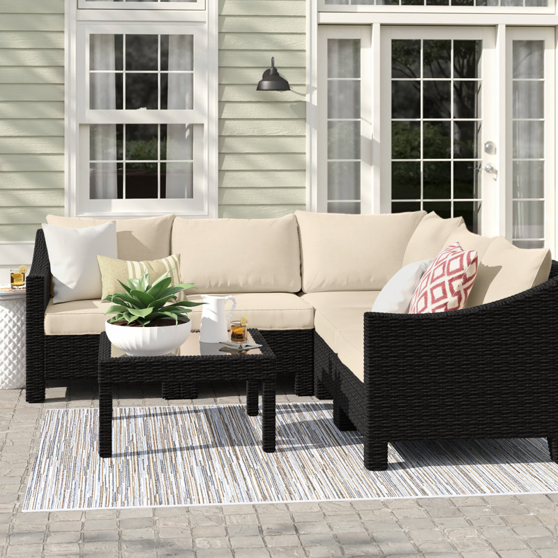 Coast 6 Piece Rattan Sectional Seating Group with Cushions & Reviews